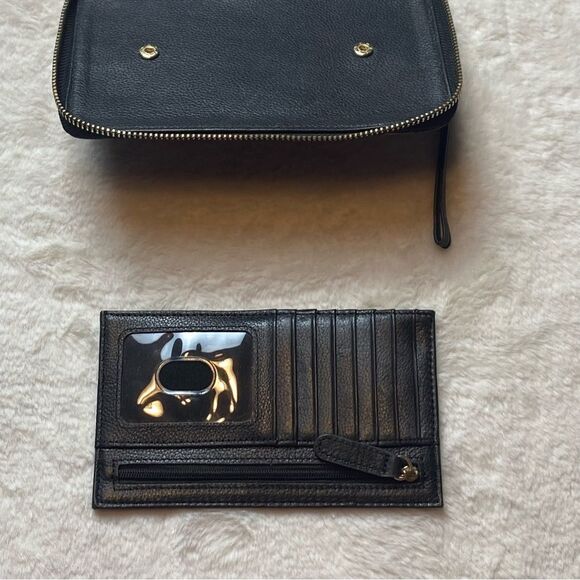 Silpada Zip Around Wristlet Black Leather With Cow Fur Accent - Picture 7 of 15